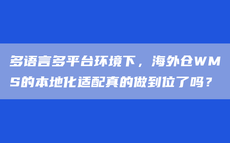 多语言多平台环境下，海外仓WMS的本地化适配真的做到位了吗？